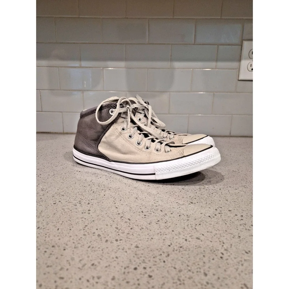 Converse High Street Mid Vintage Sneakers in Gray & White size 10